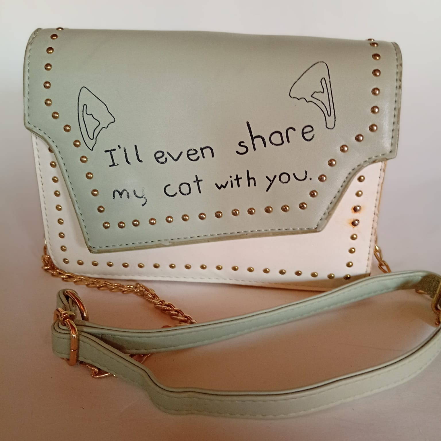 Cartera Blanca con verde  - Rincón de Nonna